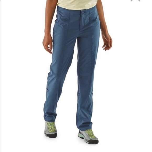Patagonia 10 High Spy Convertable Stone Blue Straight Leg Pant Roll Up Waist Tie